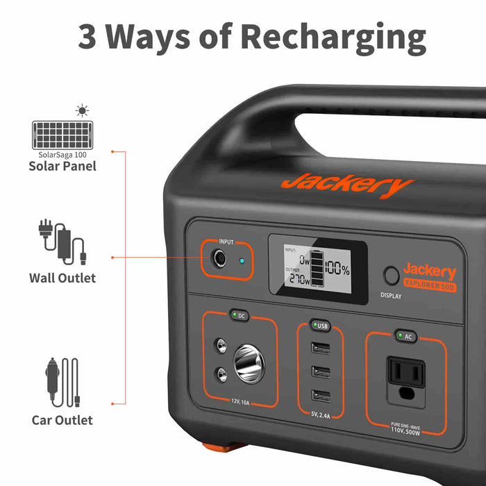 Jackery Solar Generator 500 (Explorer 500 + SolarSaga 100W)