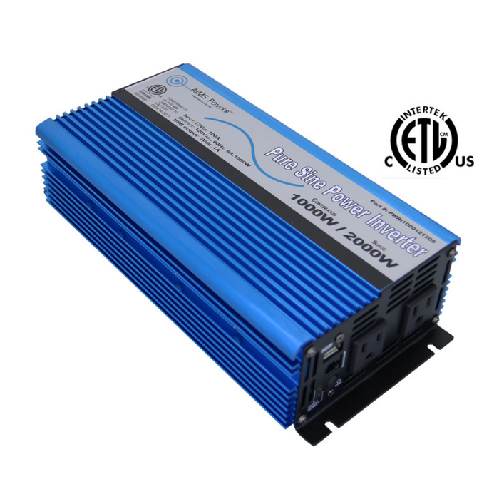 AIMS Power 1000 Watt Pure Sine Inverter 12 Volt