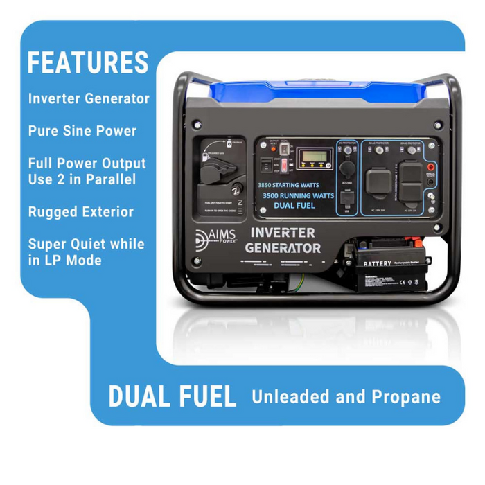 AIMS Power 3850-Watt Dual Fuel Inverter Generator - GEN3850W120VD