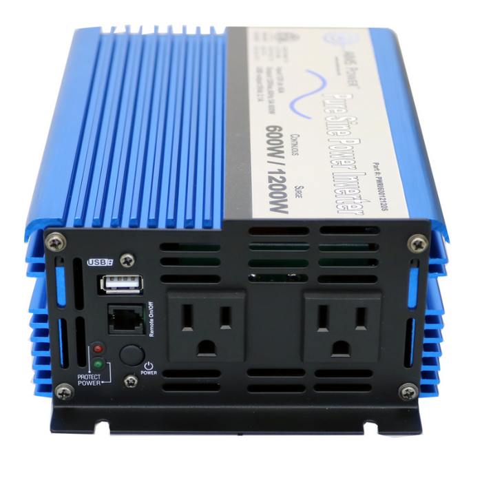 AIMS Power 600 Watt Pure Sine Inverter 12 Volt