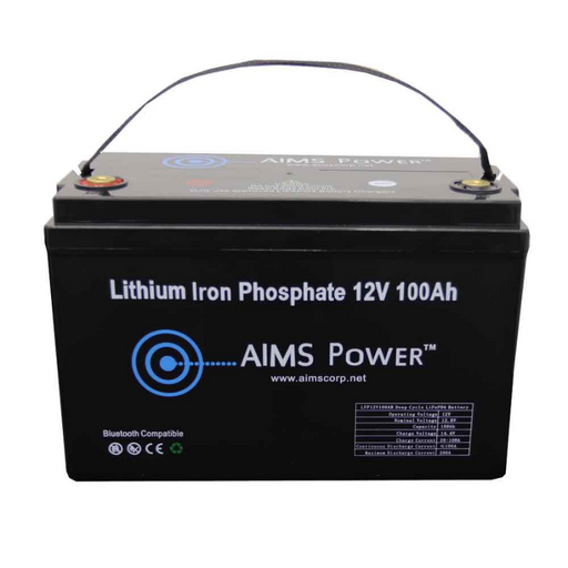 AIMS Power Lithium Battery 12V 100Ah LiFePO4 Lithium Iron Phosphate with Bluetooth Monitoring