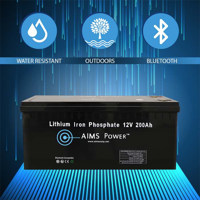 AIMS Power Lithium Battery 12V 200Ah LiFePO4 Lithium Iron Phosphate with Bluetooth Monitoring