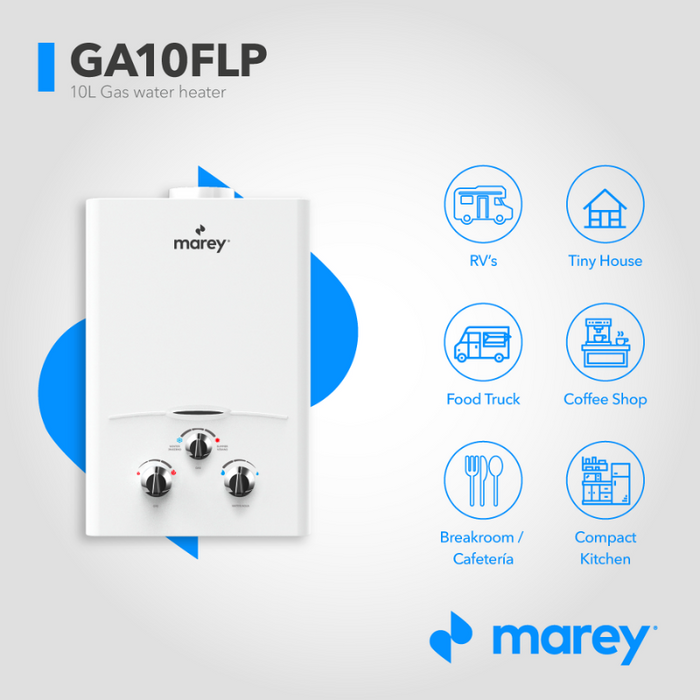 Marey GAS 10L – 2.64GPM Liquid Propane Tankless Water Heater