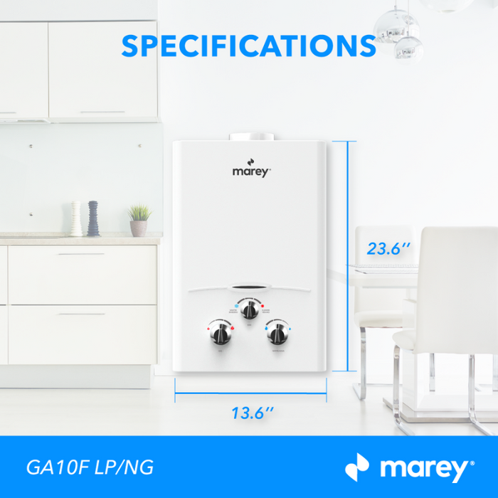 Marey GAS 10L – 2.64GPM Liquid Propane Tankless Water Heater