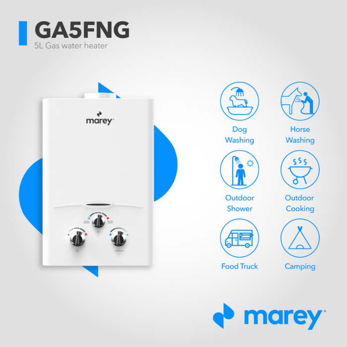 Marey GAS 5L – 1.89GPM Liquid Propane Tankless Water Heater