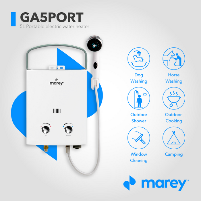 Marey Gas 5L Portable Liquid Propane Tankless Water Heater